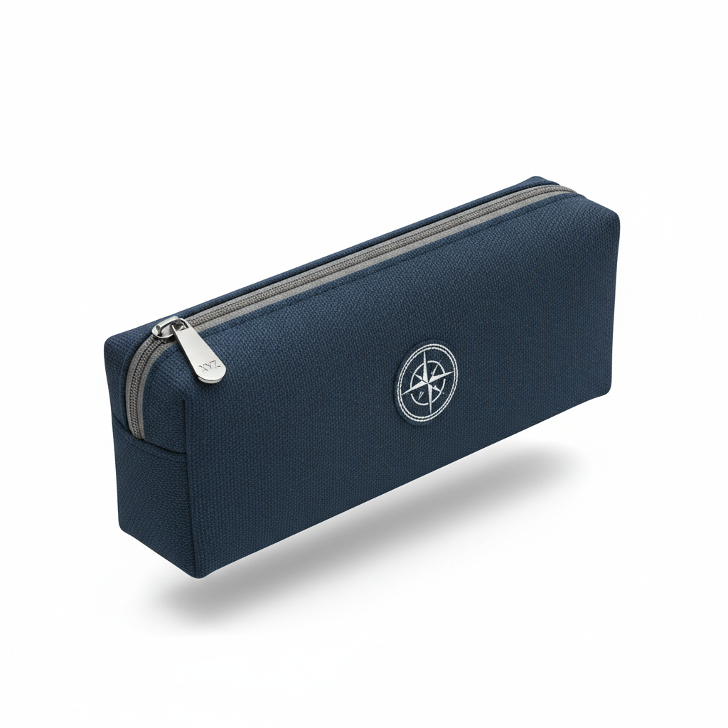 Estuche escolar sobre fondo blanco